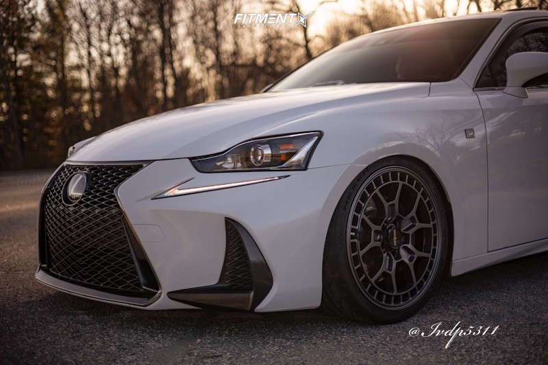 White modified 2017 Lexus IS300 F Sport with Rotiform ZMO-M wheels, Nexen Nfera Sur4g tires, and BC Racing coillovers