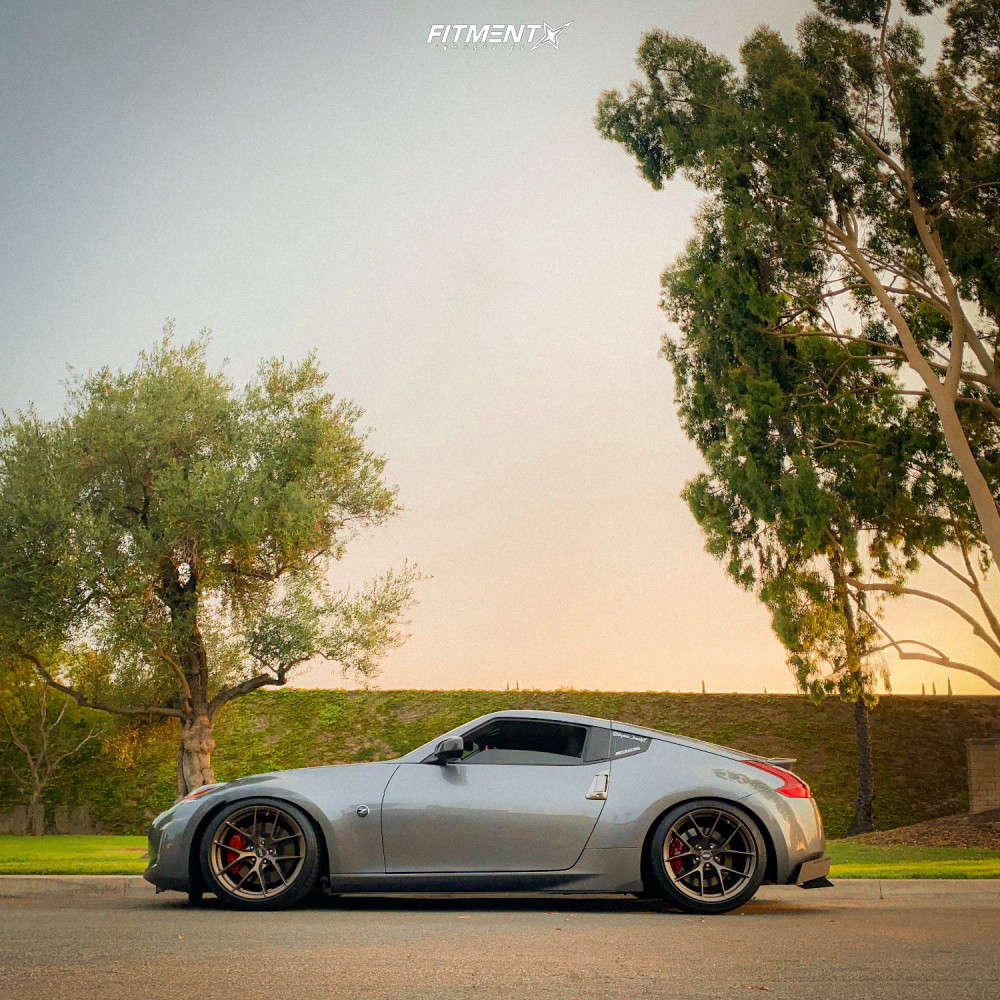 Side shot of a 2020 Nissan 3870z sport touring with ESR RF2 wheels, Michelin Pilot Sport A/S 3 tires, and BC Racing coilovers